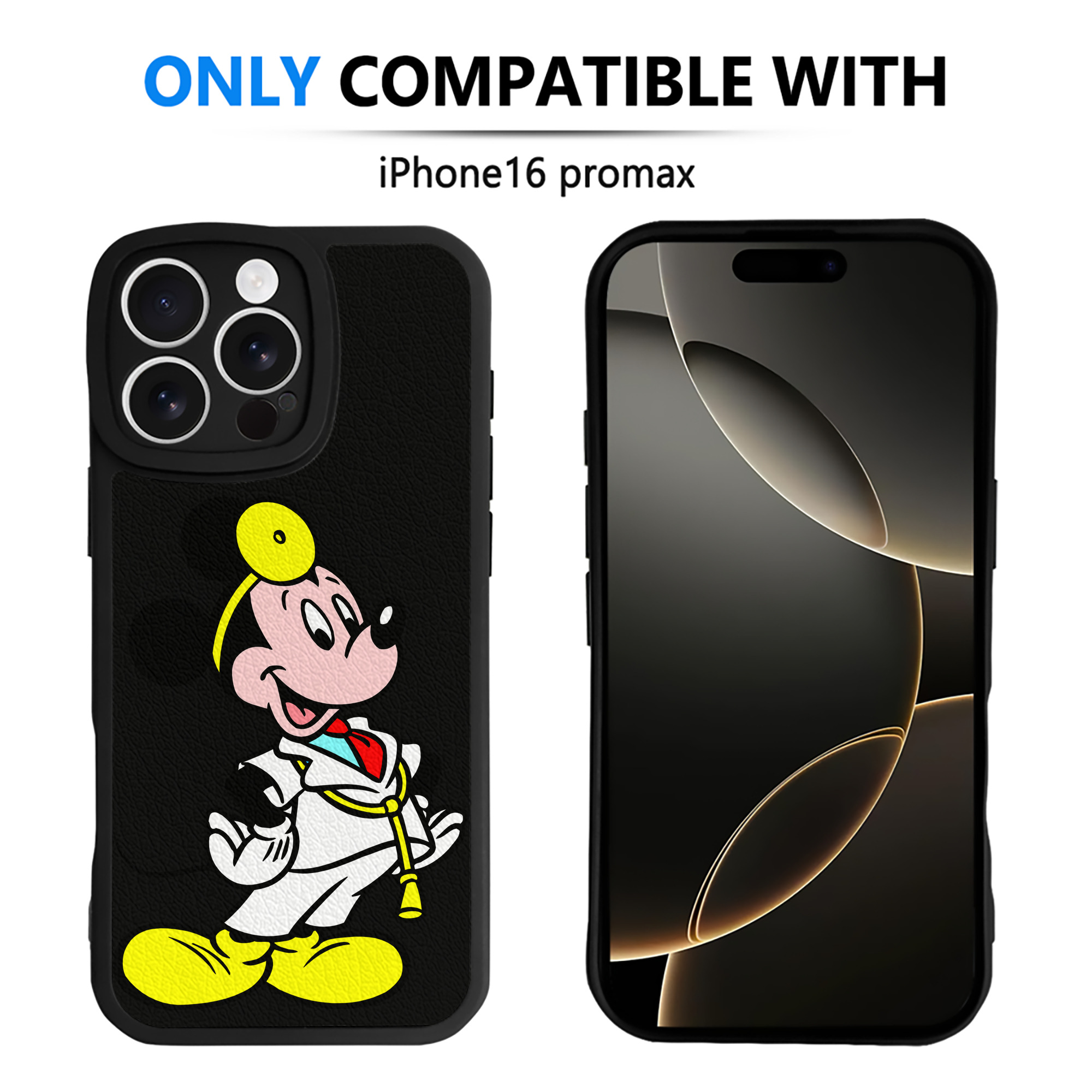 （画像用） ミッキーマウス Mickey Mouse 【iPhone 16シリーズ対応】シリコンスマホケース（レザー調） 材質：シリコン